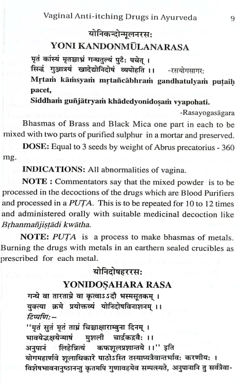 Vaginal Anti-itching Drugs in Ayurveda
